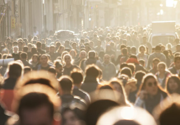 crowd walking on street