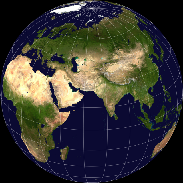 World map featuring Africa and Eurasia