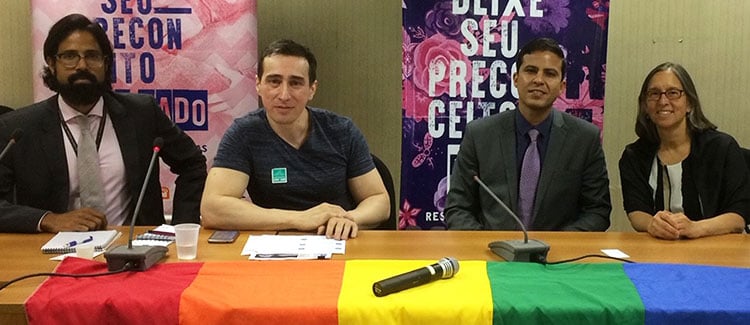 After gathering data on regulatory barriers to freedom of assembly affecting more than 100 gay pride marches in Brazil, Welton Trindade (second from left) concluded that “the study supported by ICNL shows that the solutions are right here in Brazil.” (Photo credit: ICNL)