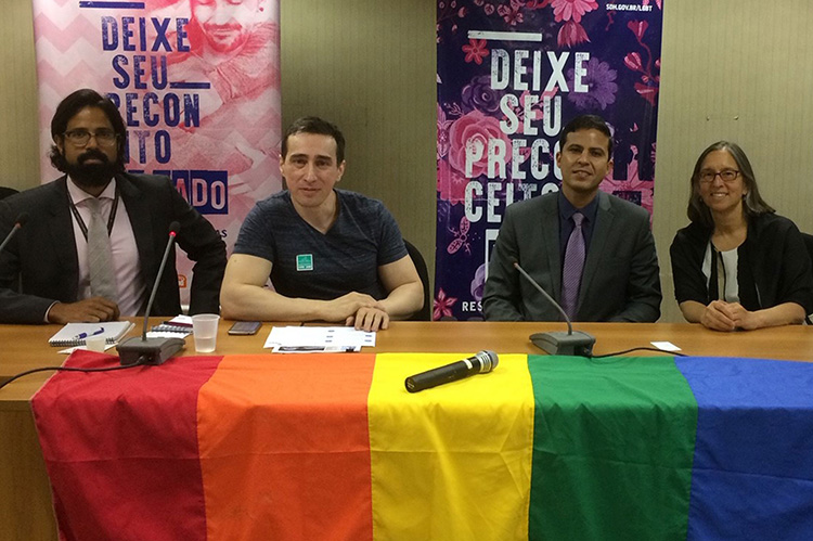 Brazil-WTrindade After gathering data on regulatory barriers to freedom of assembly affecting more than 100 gay pride marches in Brazil, Welton Trindade (second from left) concluded that “the study supported by ICNL shows that the solutions are right here in Brazil.” (Photo credit: ICNL)