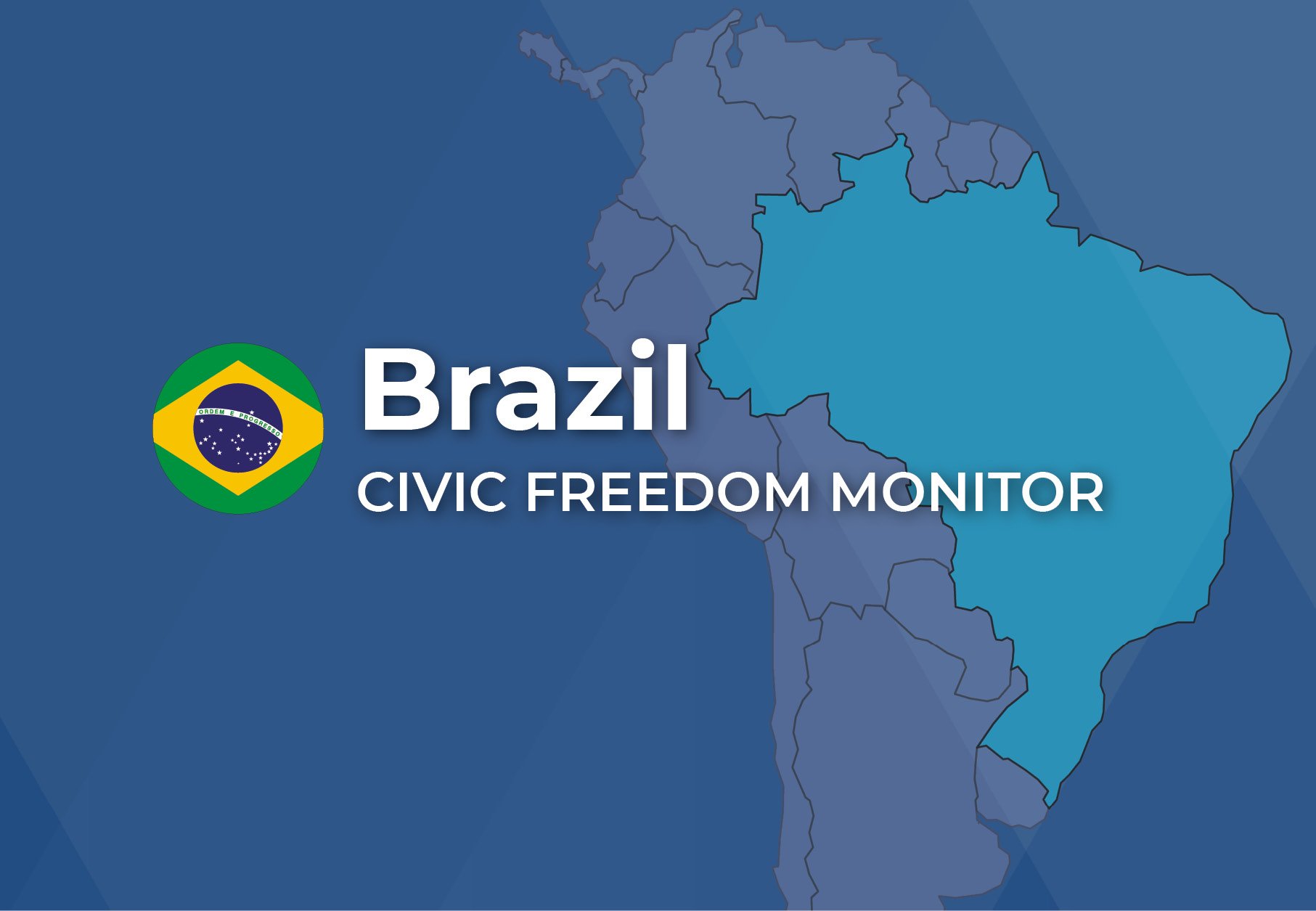 Brazil Civic Freedom Monitor banner with Brazil flag and highlighted map