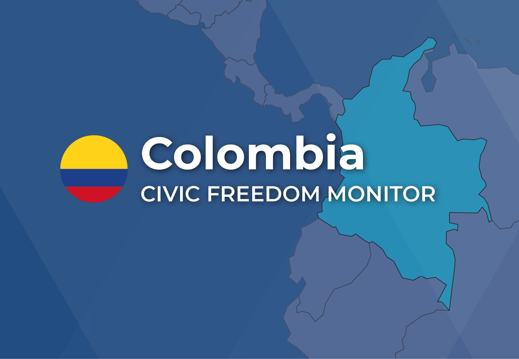 Colombia Civic Freedom Monitor banner with Colombia flag and highlighted map