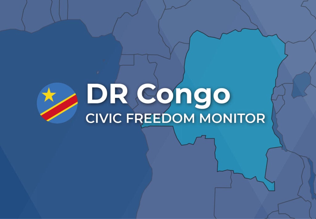Democratic Republic of Congo Civic Freedom Monitor banner with Democratic Republic of Congo flag and highlighted map