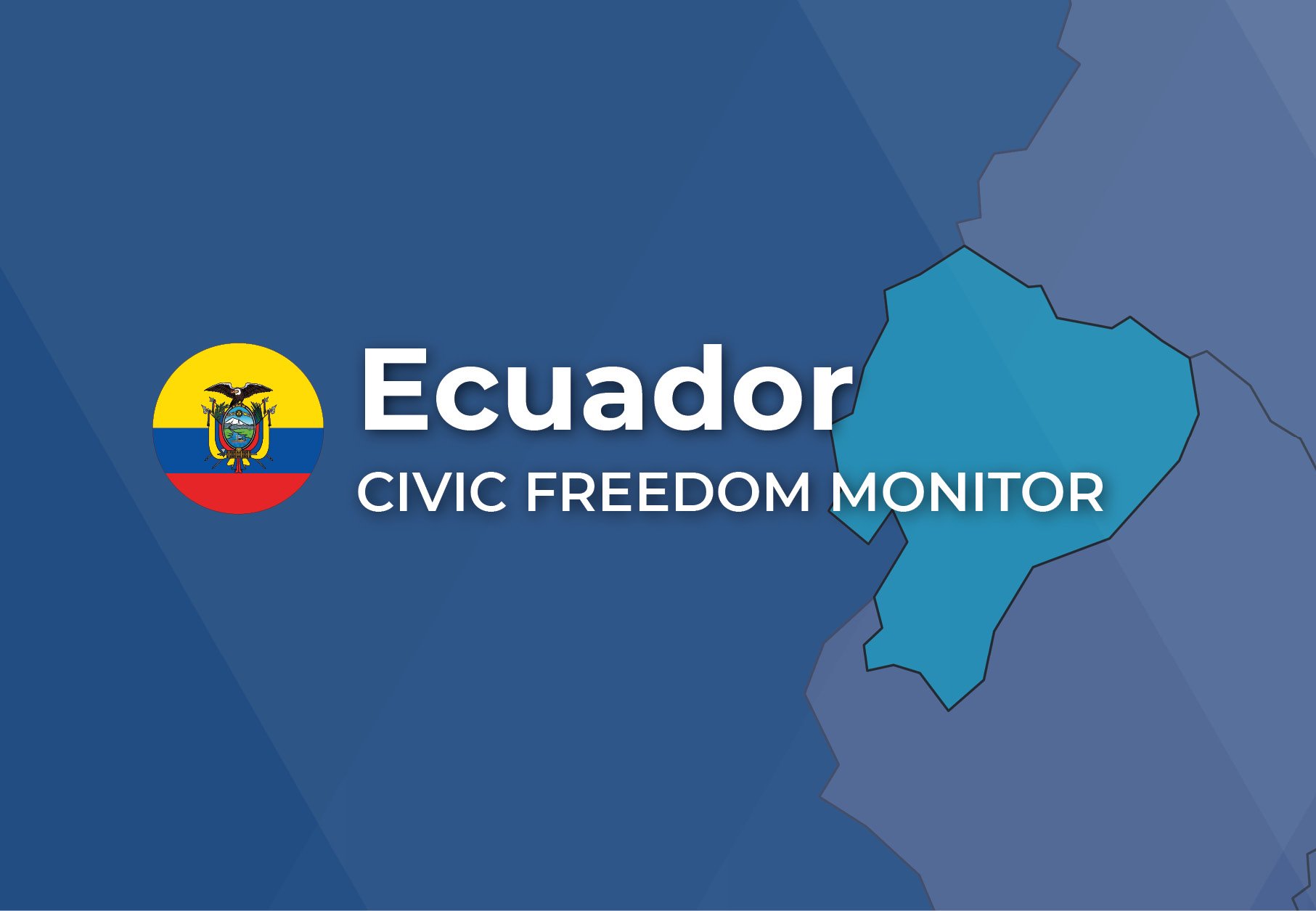 Ecuador Civic Freedom Monitor banner with Ecuador flag and highlighted map