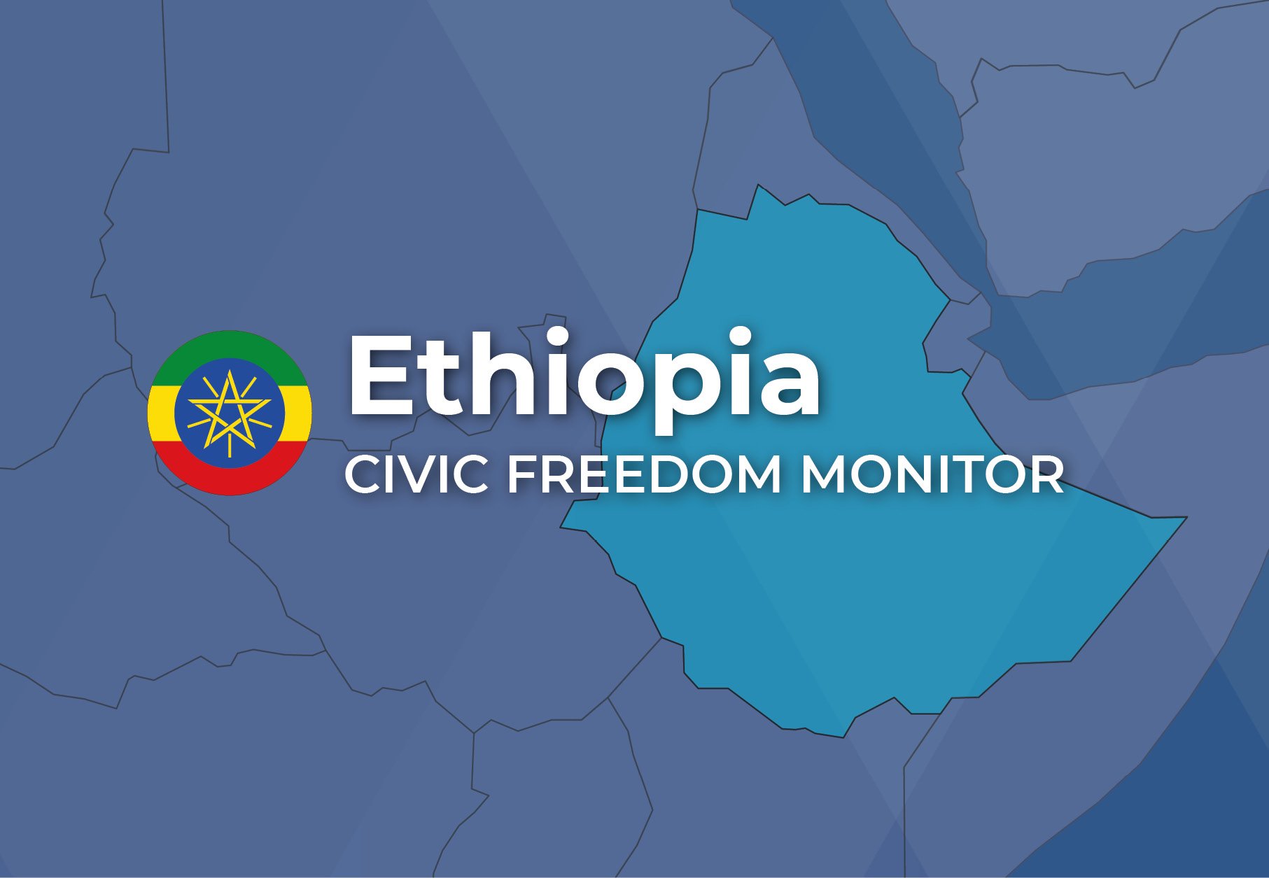 Ethiopia Civic Freedom Monitor banner with Ethiopia flag and highlighted map