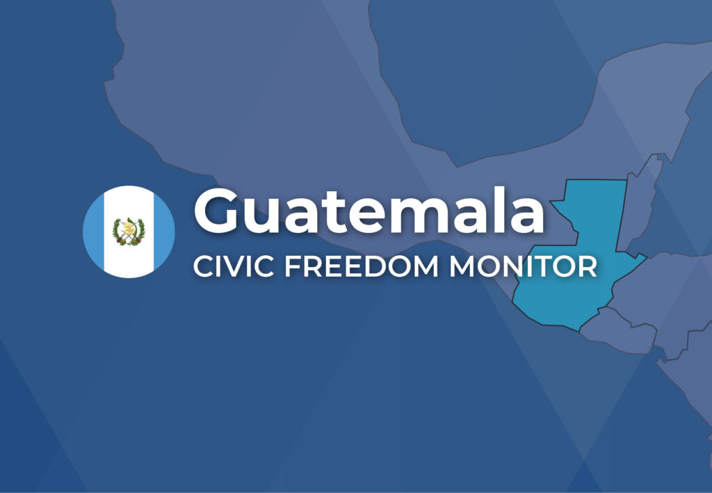Guatemala Civic Freedom Monitor banner with Guatemala flag and highlighted map