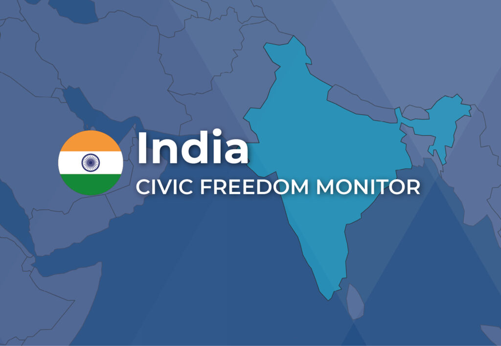 India Civic Freedom Monitor banner with India flag and highlighted map