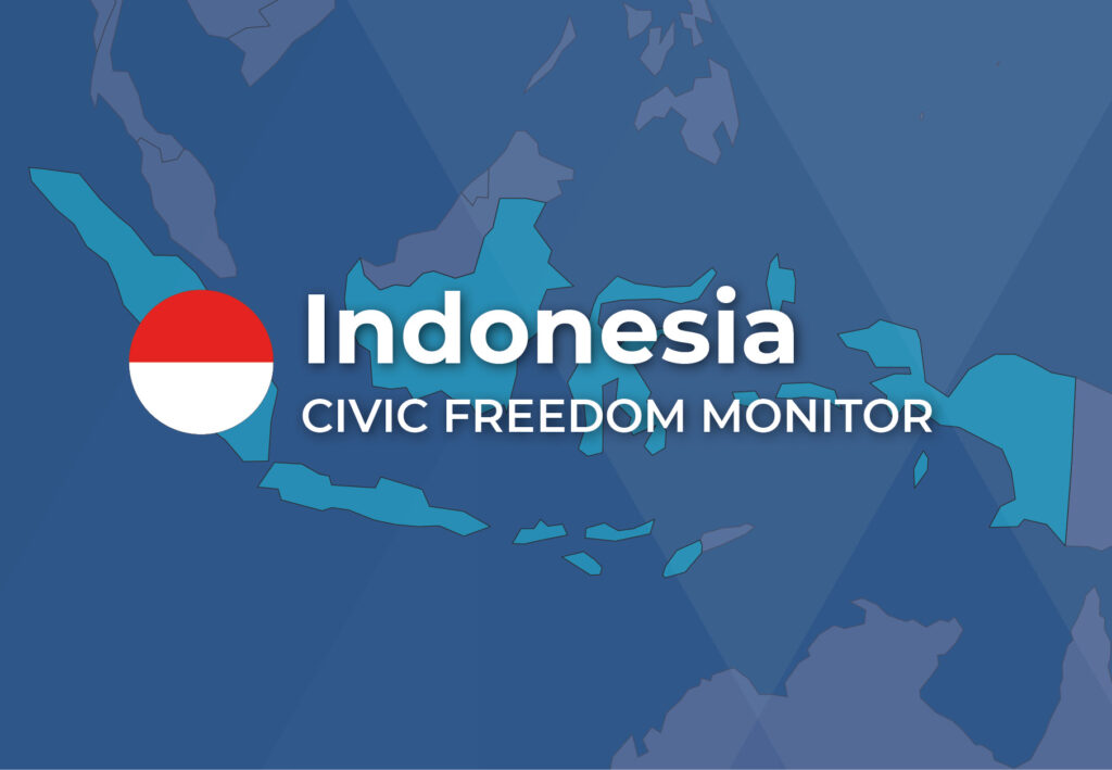 Indonesia Civic Freedom Monitor banner with Indonesia flag and highlighted map