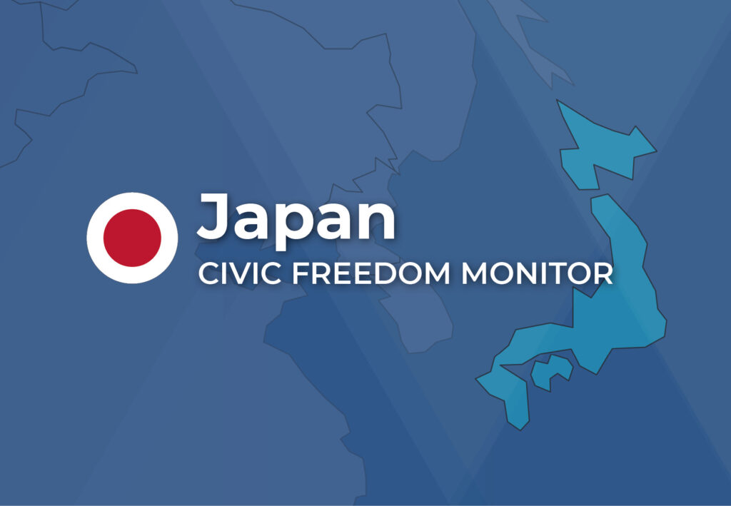 Japan Civic Freedom Monitor banner with Japan flag and highlighted map