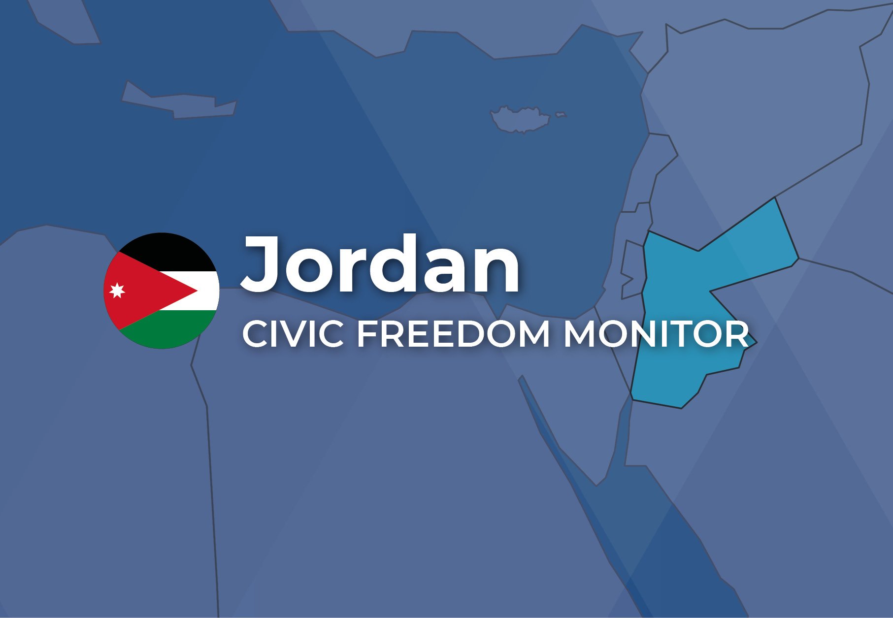 Jordan Civic Freedom Monitor banner with Jordan flag and highlighted map