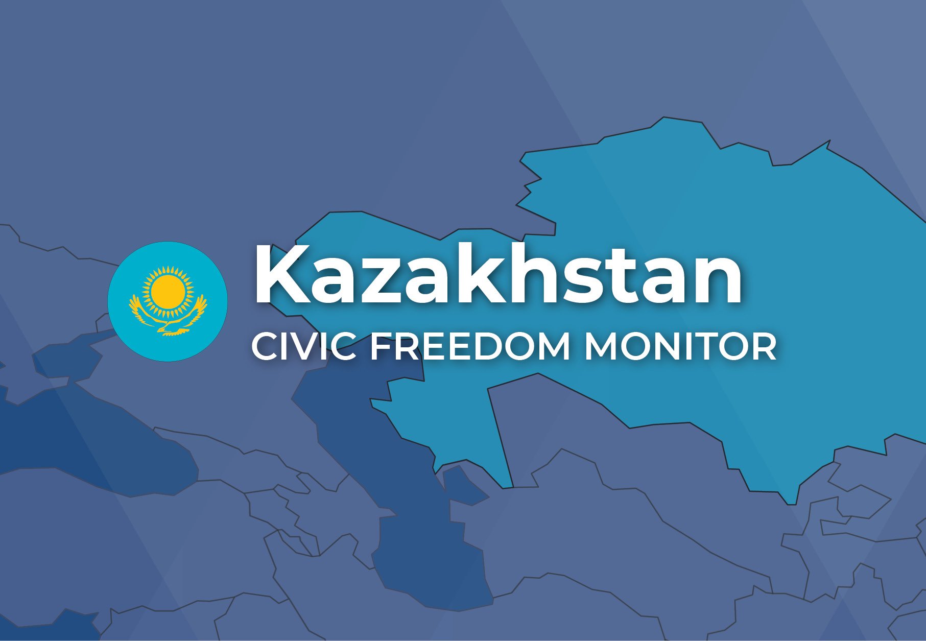 Kazakhstan Civic Freedom Monitor banner with Kazakhstan flag and highlighted map