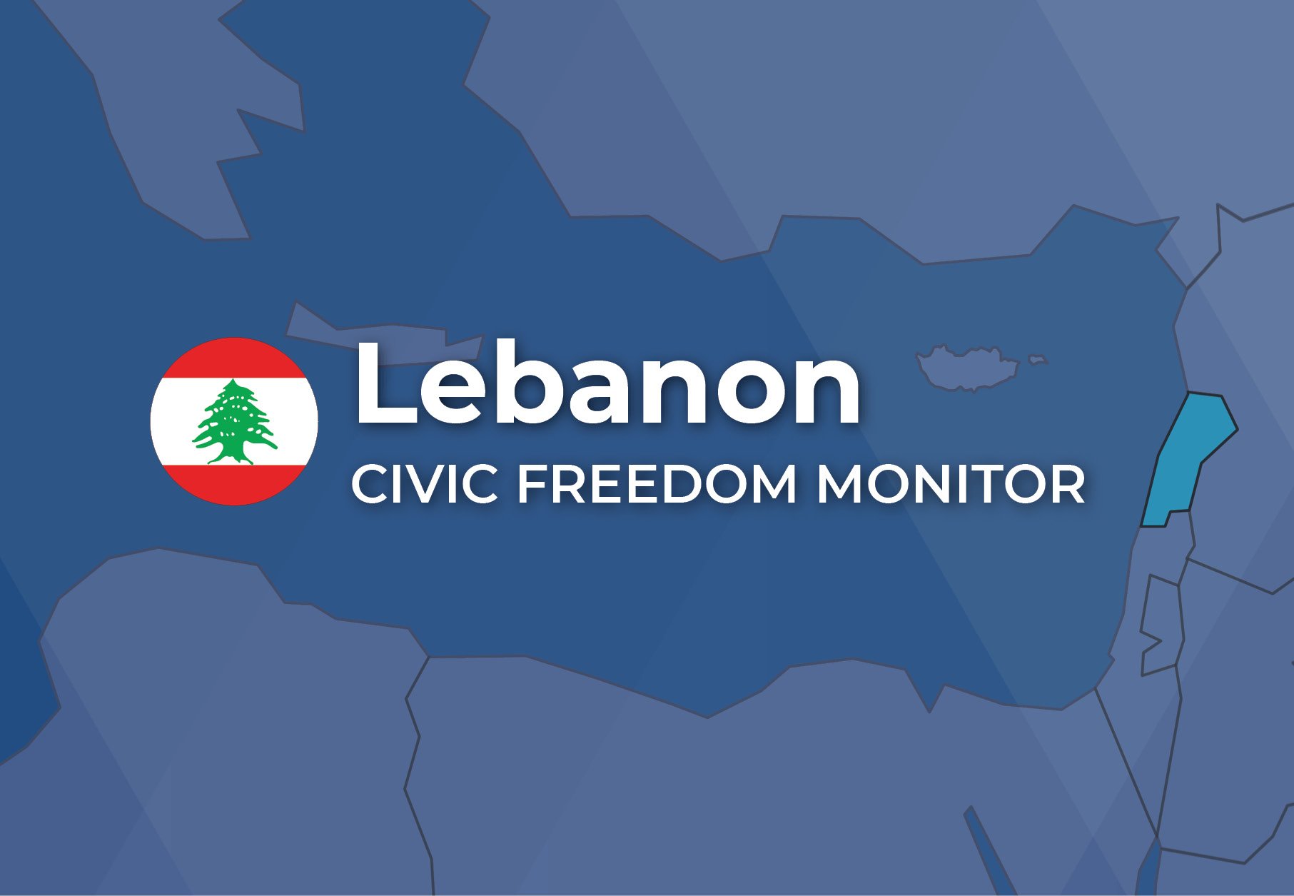 Lebanon Civic Freedom Monitor banner with Lebanon flag and highlighted map