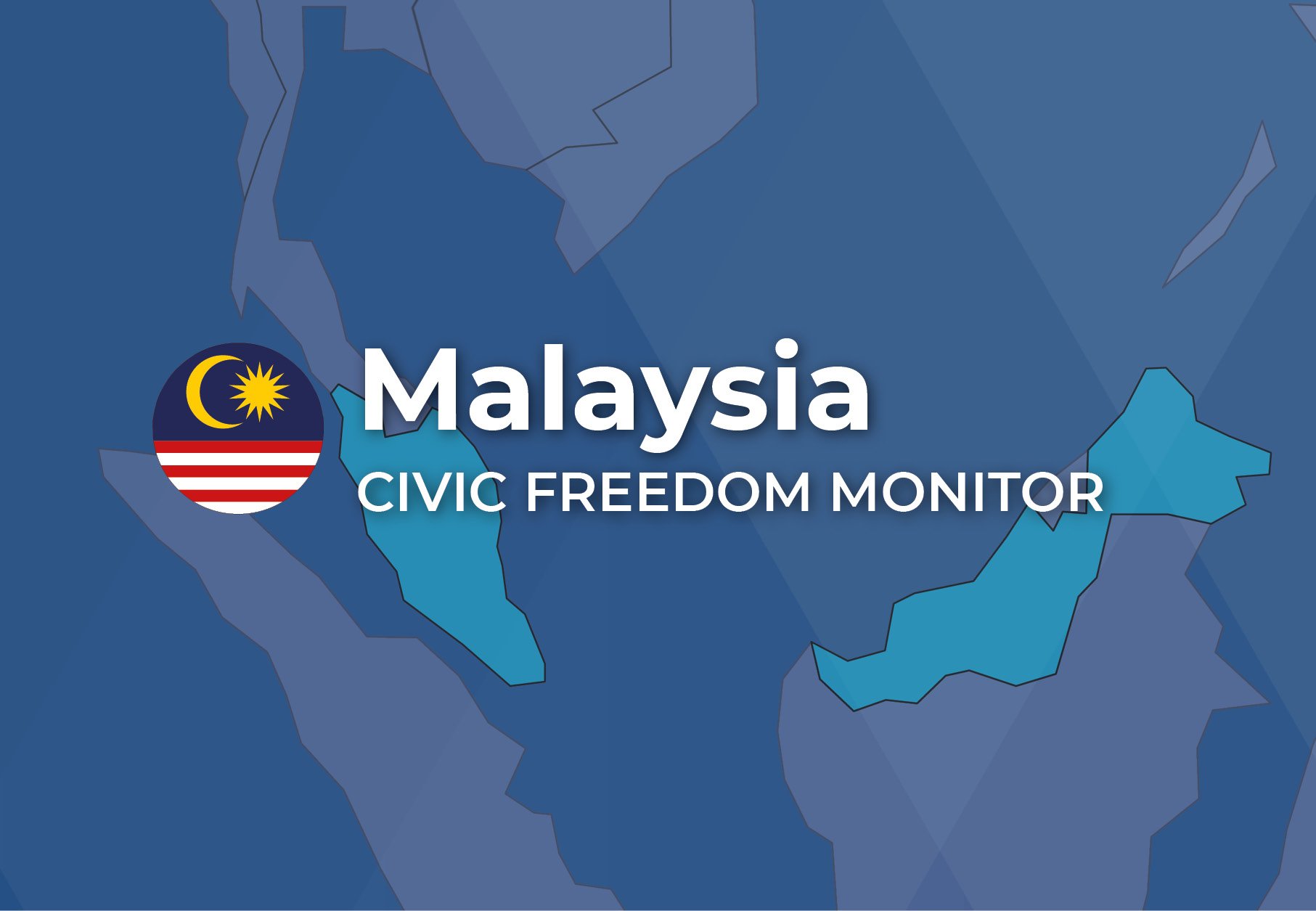 Malaysia Civic Freedom Monitor banner with Malaysia flag and highlighted map
