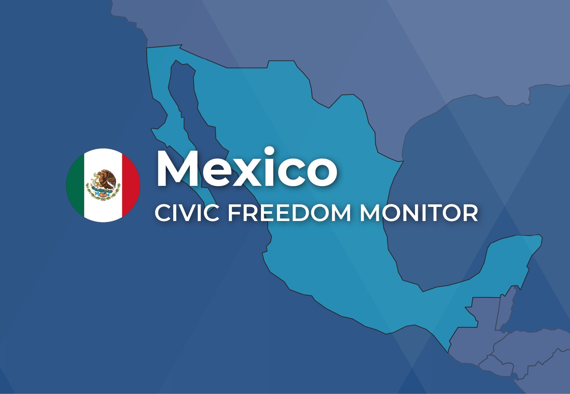 Mexico Civic Freedom Monitor banner with Mexico flag and highlighted map