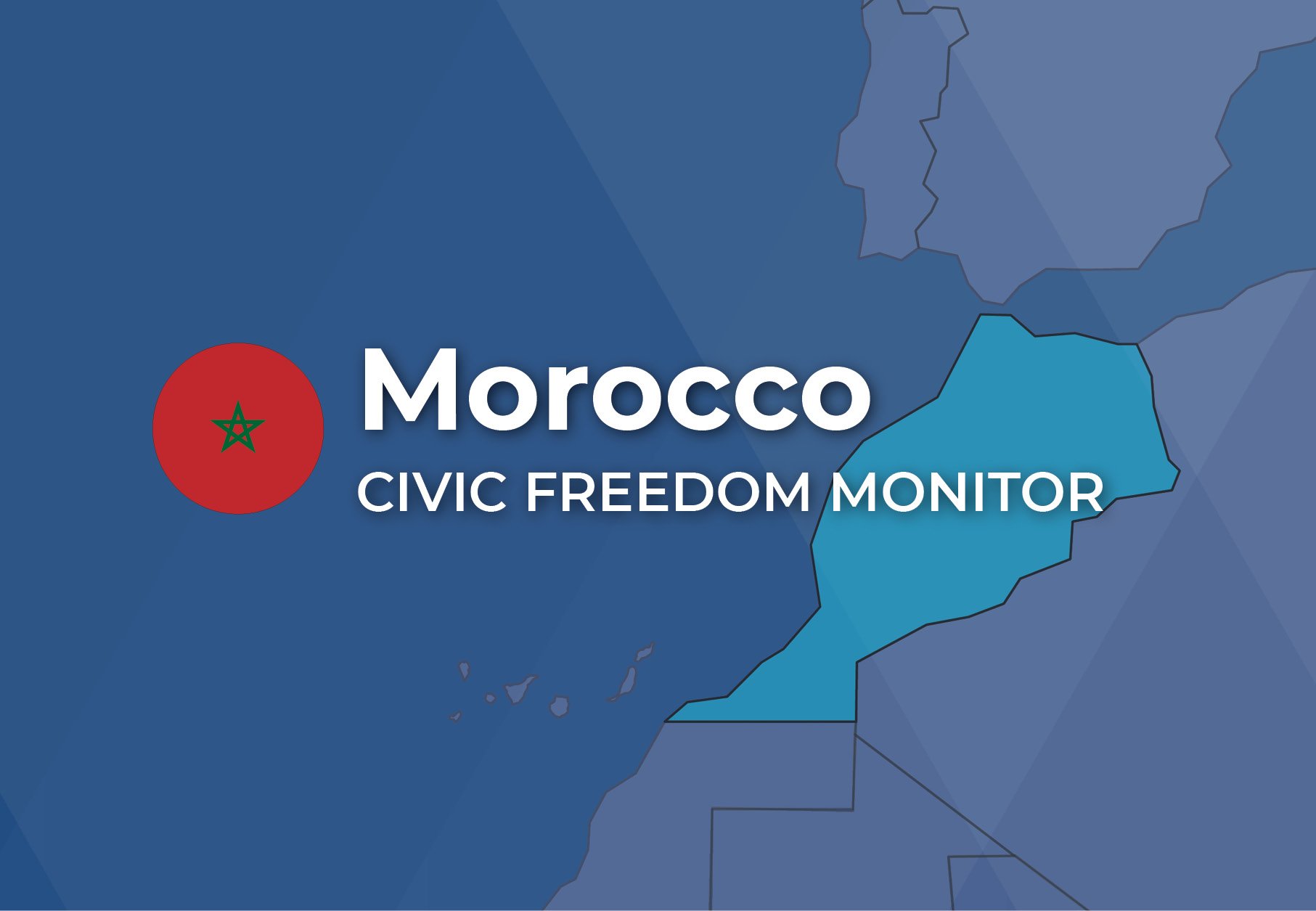 Morocco Civic Freedom Monitor banner with Morocco flag and highlighted map