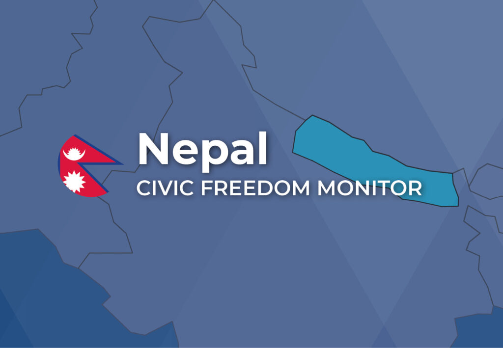 Nepal Civic Freedom Monitor banner with Nepal flag and highlighted map