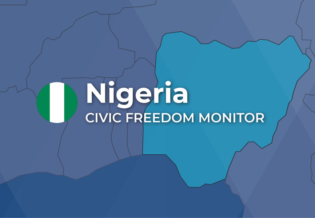 Nigeria Civic Freedom Monitor banner with Nigeria flag and highlighted map