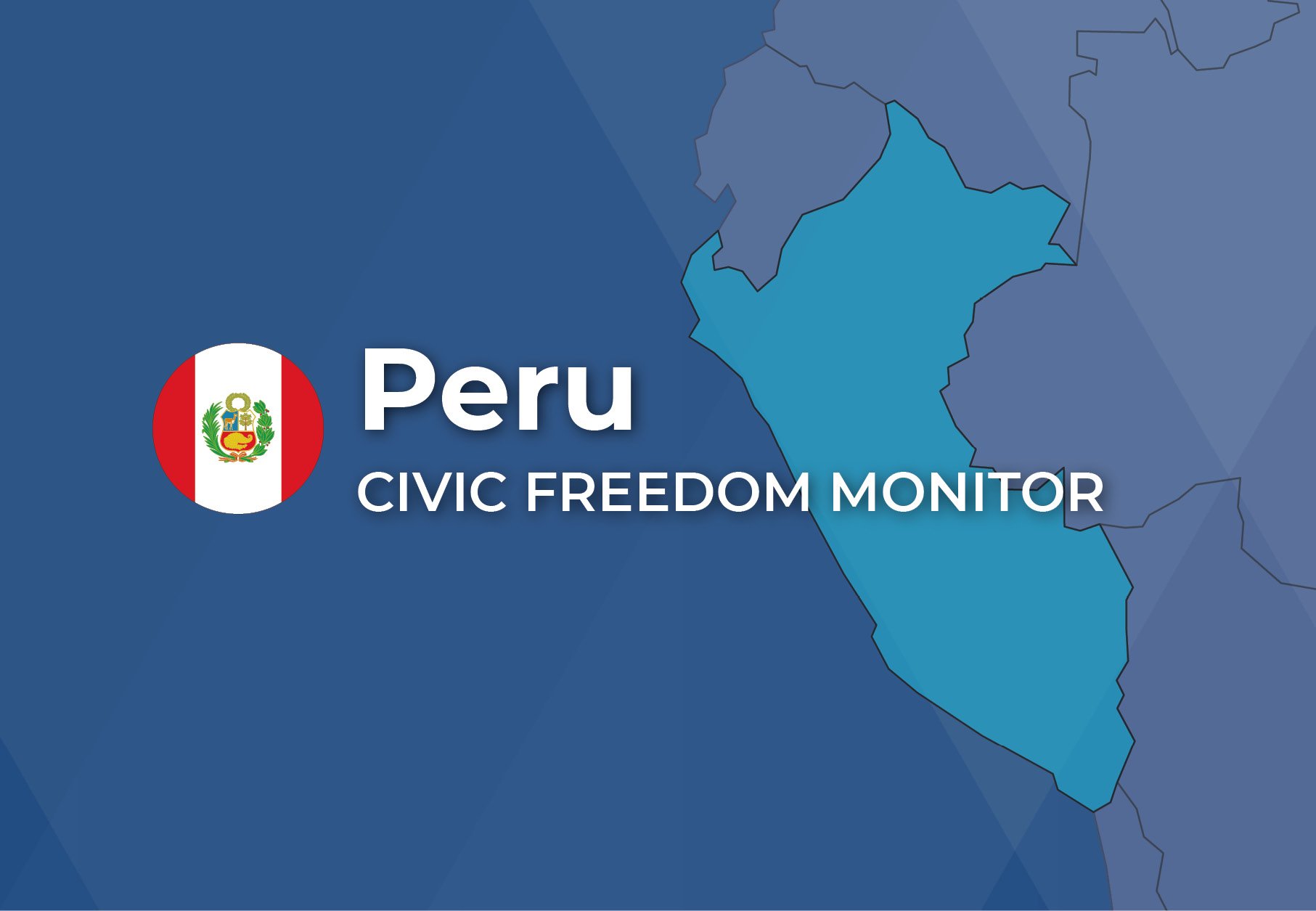 Peru Civic Freedom Monitor banner with Peru flag and highlighted map