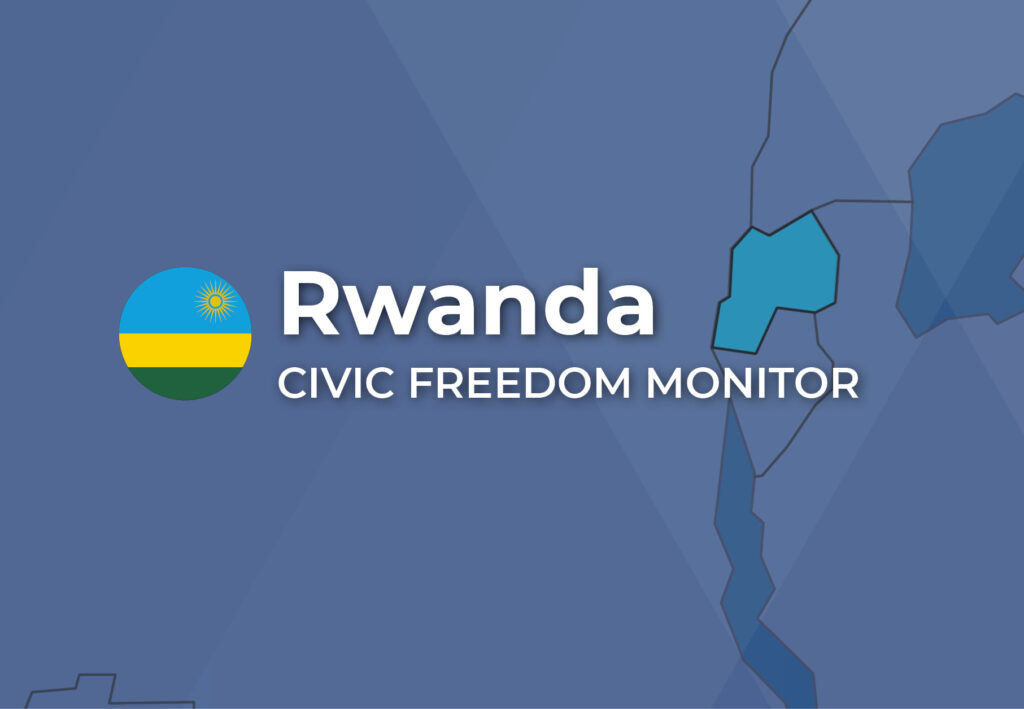 Rwanda Civic Freedom Monitor banner with Rwanda flag and highlighted map
