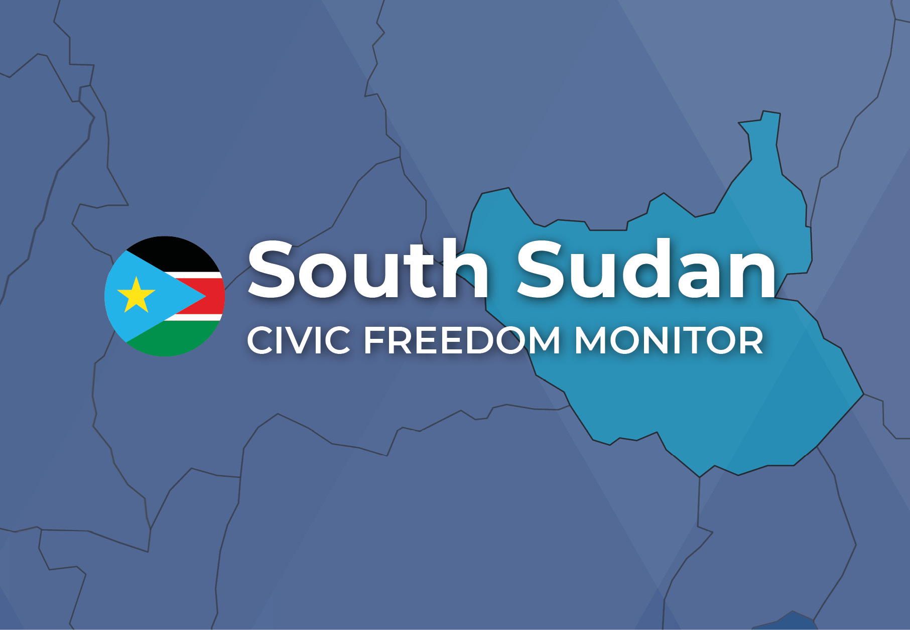 South Sudan Civic Freedom Monitor banner with South Sudan flag and highlighted map