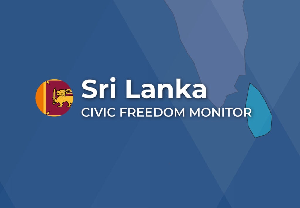 Sri Lanka Civic Freedom Monitor banner with Sri Lanka flag and highlighted map
