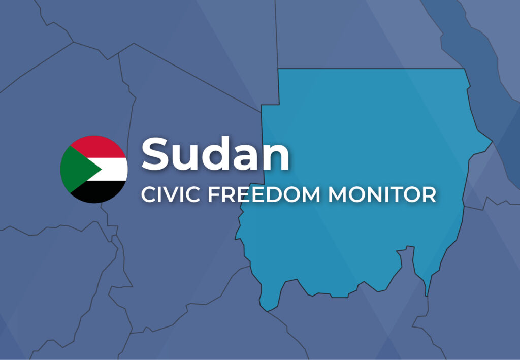 Sudan Civic Freedom Monitor banner with Sudan flag and highlighted map
