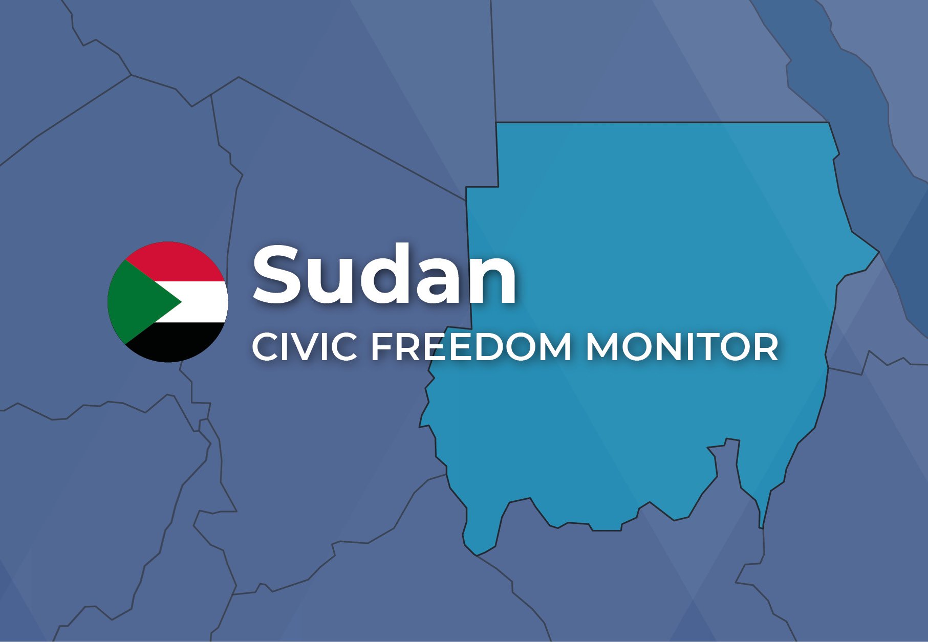 Sudan Civic Freedom Monitor banner with Sudan flag and highlighted map