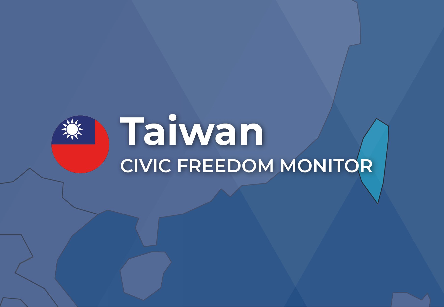 Taiwan Civic Freedom Monitor banner with Taiwan flag and highlighted map