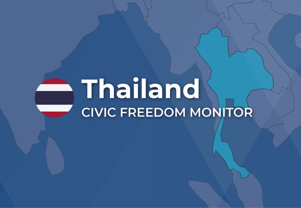 Thailand Civic Freedom Monitor banner with Thailand flag and highlighted map