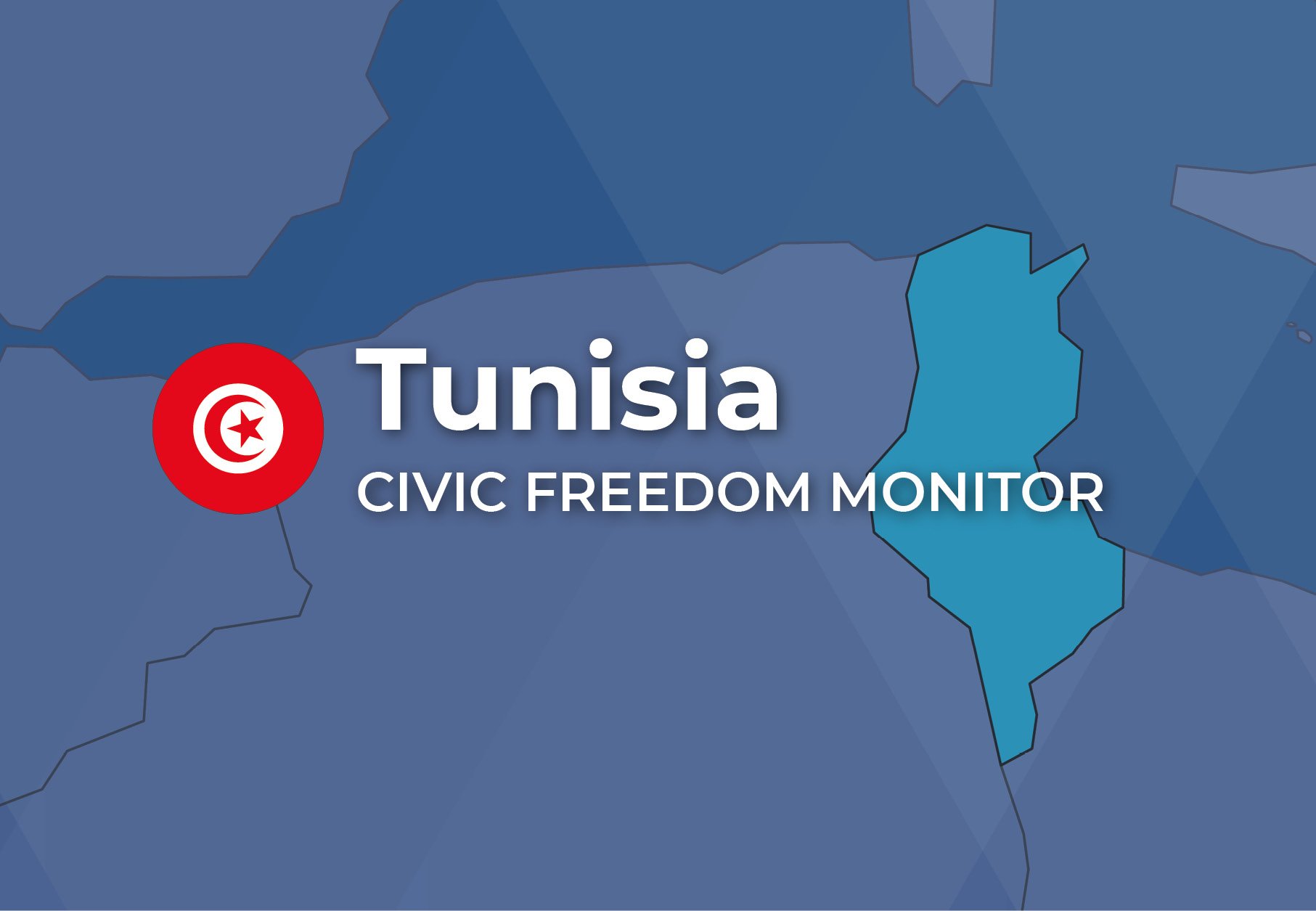 Tunisia Civic Freedom Monitor banner with Tunisia flag and highlighted map