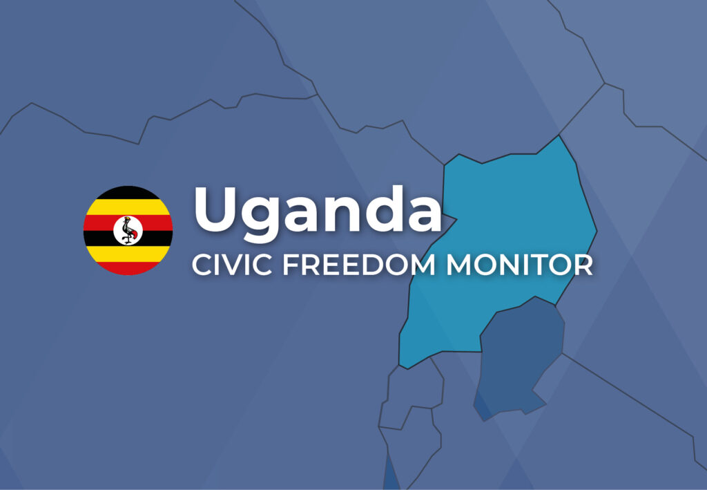Uganda Civic Freedom Monitor banner with Uganda flag and highlighted map