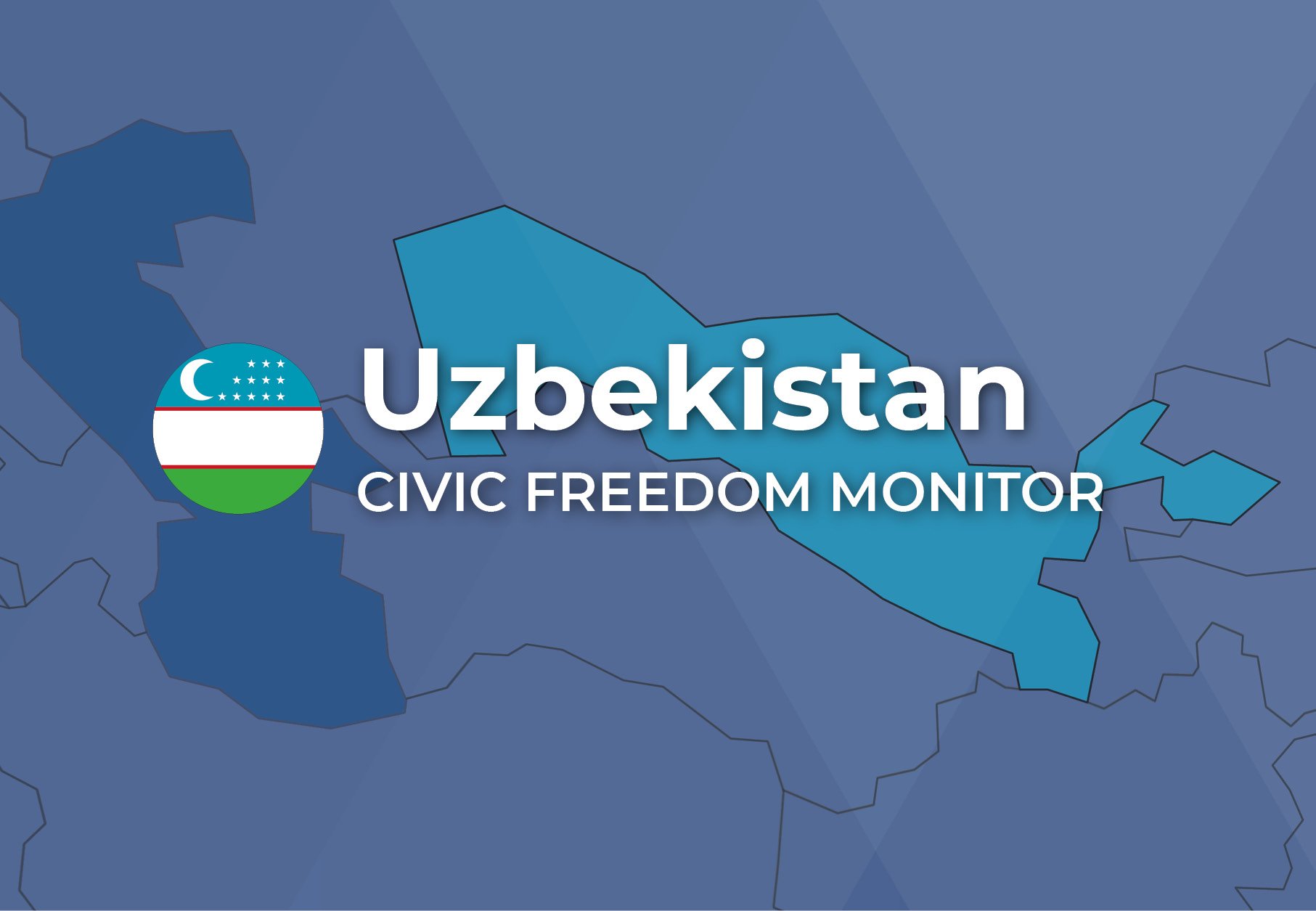 Uzbekistan Civic Freedom Monitor banner with Uzbekistan flag and highlighted map