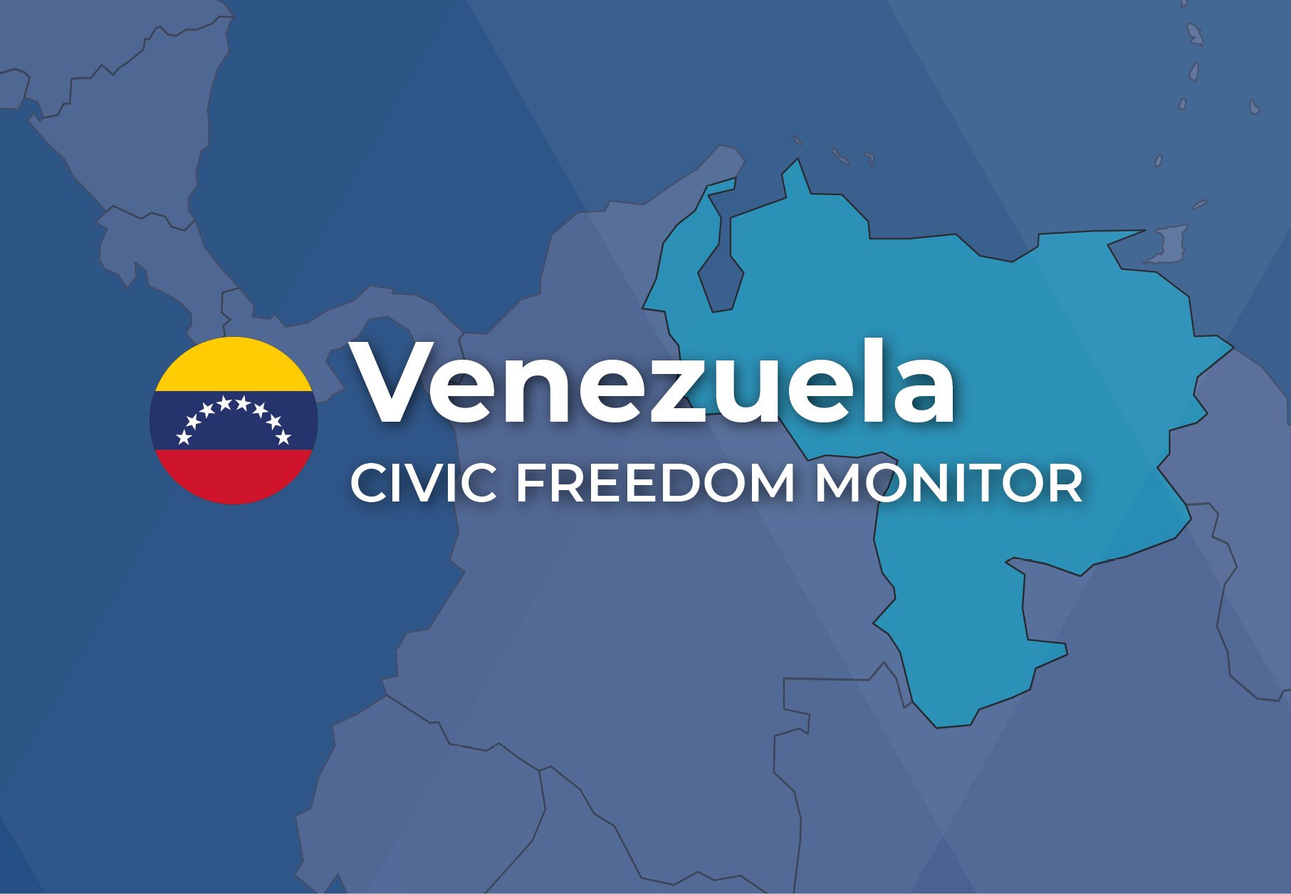 Venezuela Civic Freedom Monitor banner with Venezuela flag and highlighted map