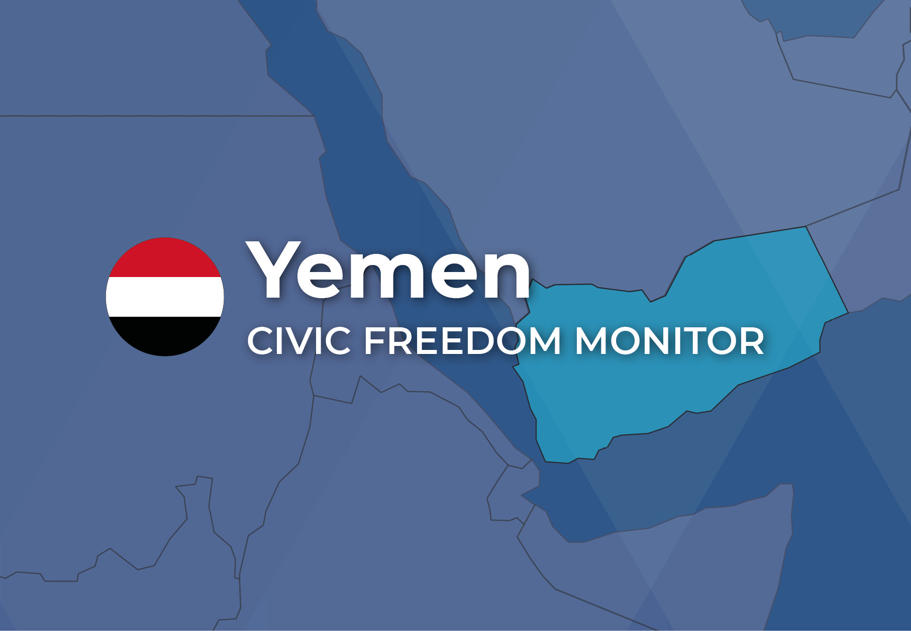 Yemen Civic Freedom Monitor banner with Yemen flag and highlighted map
