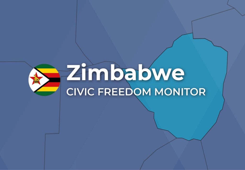 Zimbabwe Civic Freedom Monitor banner with Zimbabwe flag and highlighted map