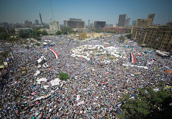 Protesters in Cairo's Tahrir Square in 2011 (photo credit: Wikimedia Commons)