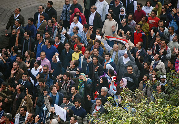 Protesters in Cairo, Egypt, in 2011 (photo credit: Wikimedia Commons)