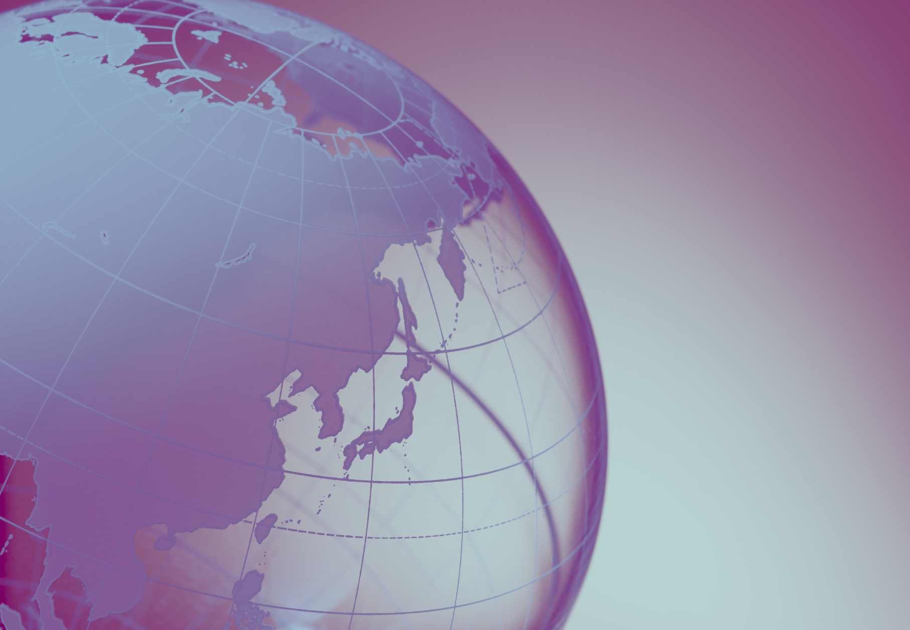 Transparent globe focus Asia