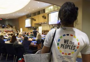 A woman attends a civil society conference at the United Nations Headquarters (photo credit: UN Photo/Loey Felipe)