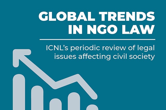 Global Trends in NGO Law Button - leads to page for ICNL's periodic review of legal issues affecting civil society