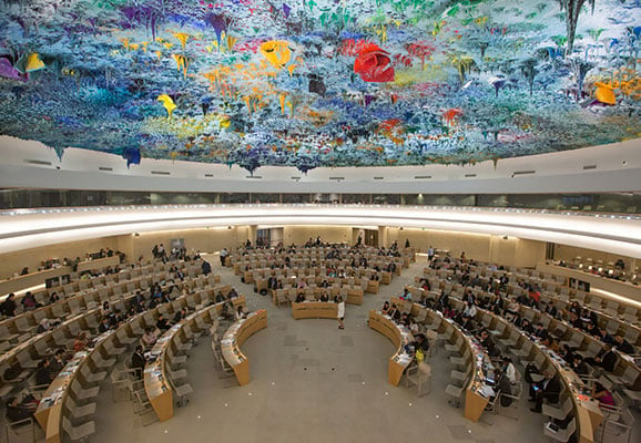 Overhead view of the Human Rights Council (photo credit: Jeff Vize)