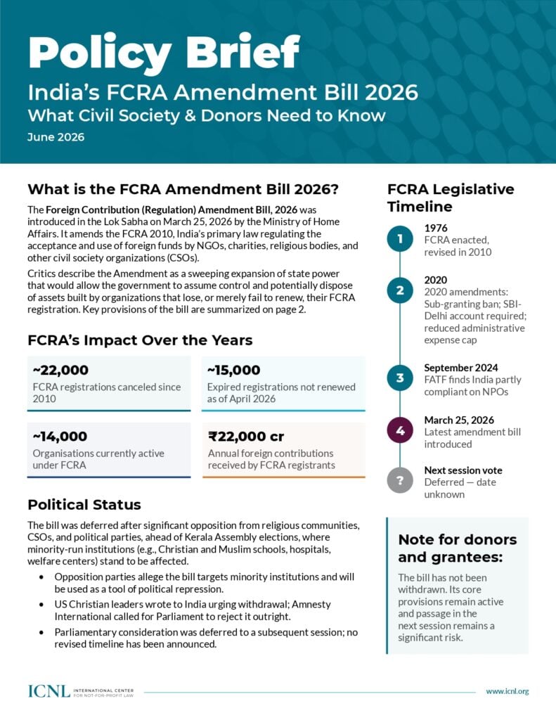 India’s FCRA Amendment Bill, 2026: What Civil Society and Donors Need to Know