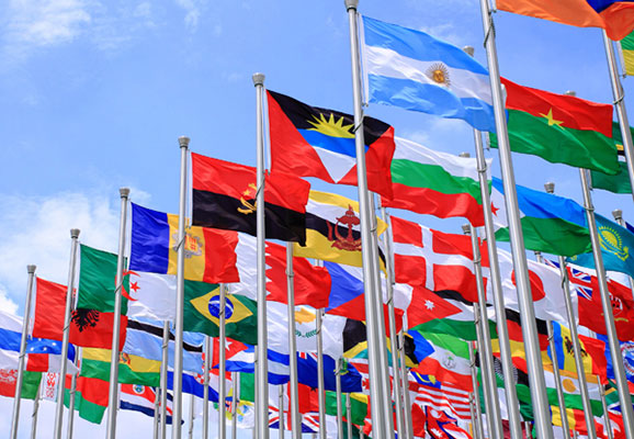 International flags (photo credit: Penn State under a Creative Commons license)