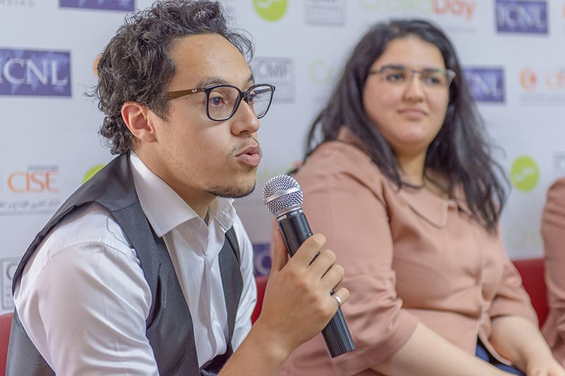 A speaker at an ICNL-supported workshop on crowdfunding in Morocco, May 2018. One participant concluded that the legalization of crowdfunding “could have a truly positive impact on Morocco’s development.” (Photo credit: ICNL)