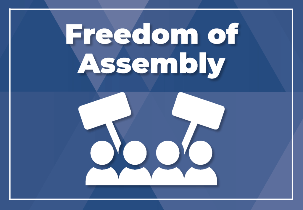 Freedom of assembly icon on an indigo background