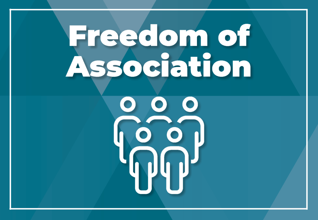 Freedom of association icon on a teal background