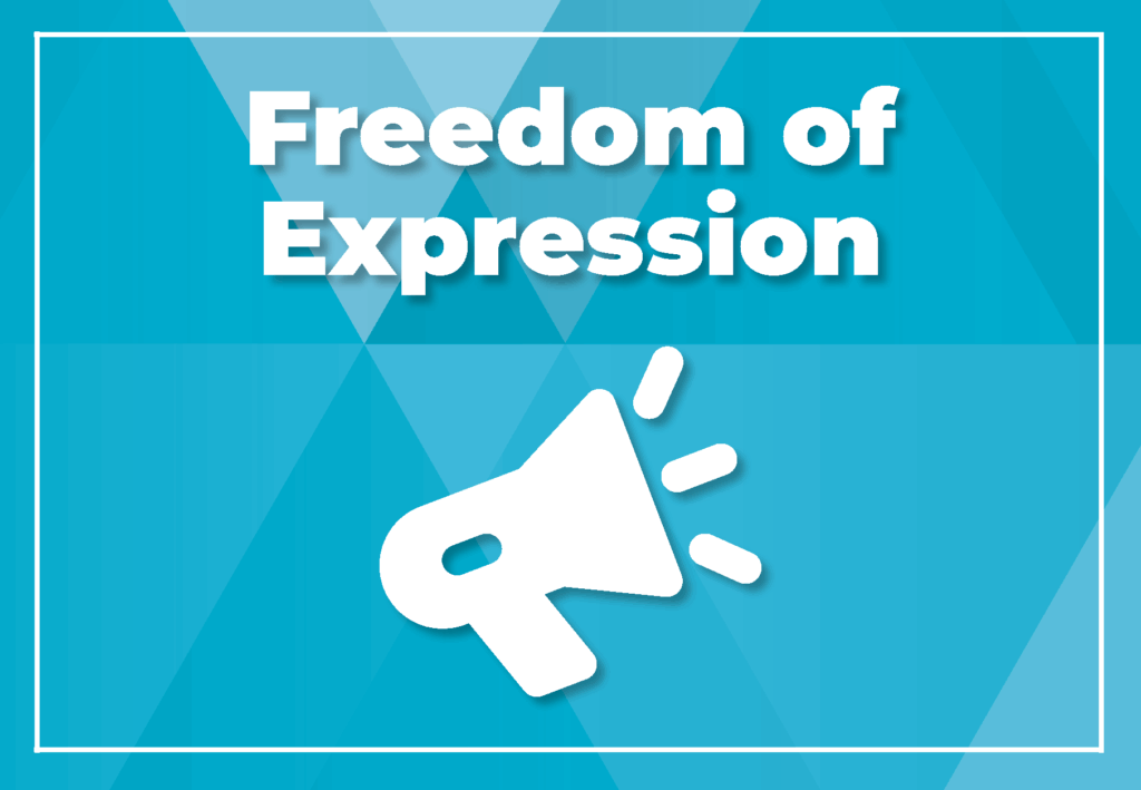 Freedom of expression icon on an aqua background
