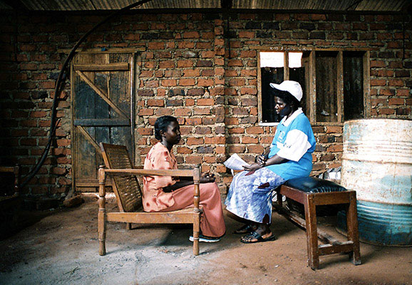 Scene from an HIV clinic in East Africa (photo credit: Frederic Courbet for International AIDS Vaccine Initiative)