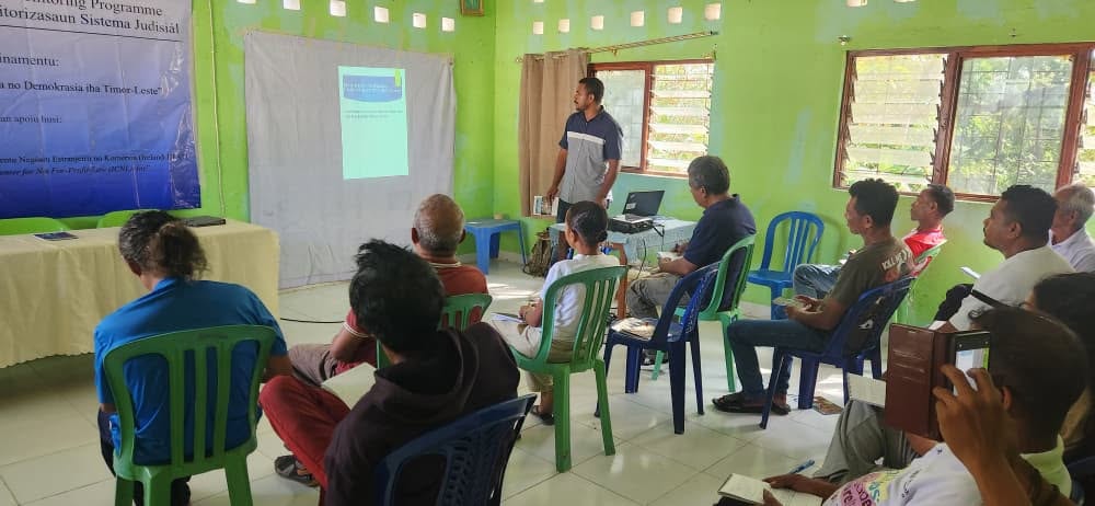 Partner JSMP leads a training on democratic participation for community leaders in Timor Leste.