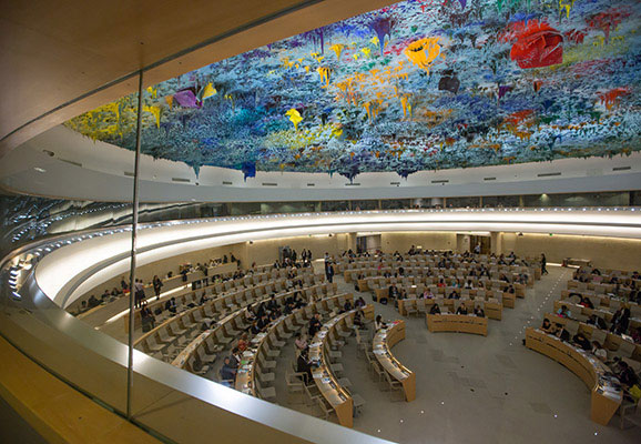 The UN Human Rights Council in Geneva (photo credit: Jeff Vize)
